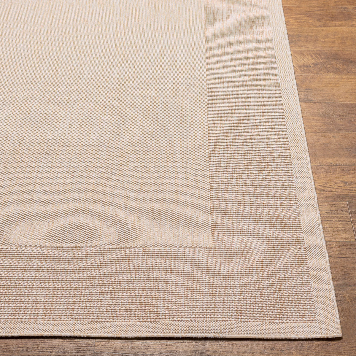 Tapis d'extérieur Surya Layla aspect jute, centre beige chiné et bordure ivoire, vue 6