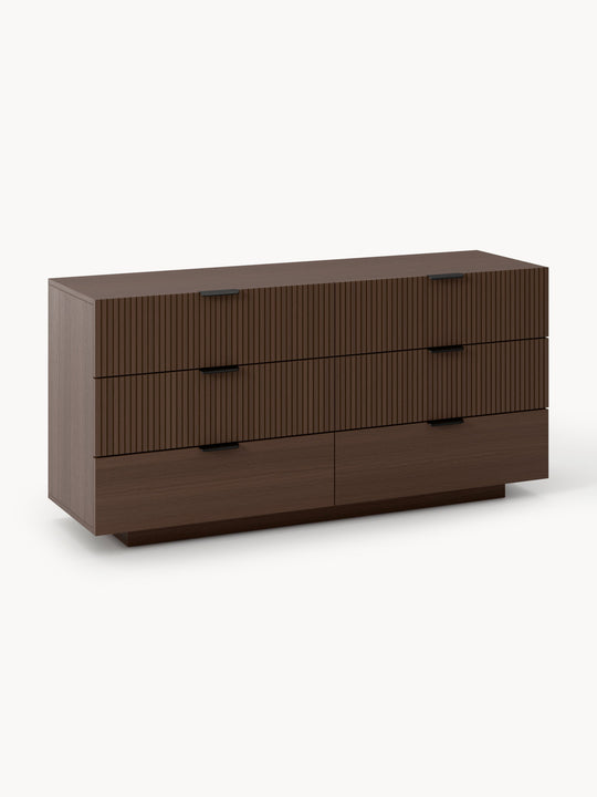 Commode WESTWING Sato 6 tiroirs en bois foncé — photo produit