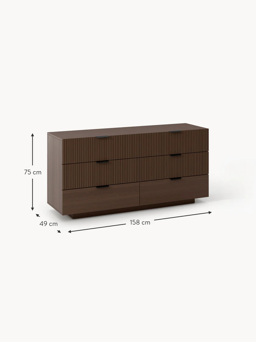 Commode WESTWING Sato 6 tiroirs en bois foncé — photo produit
