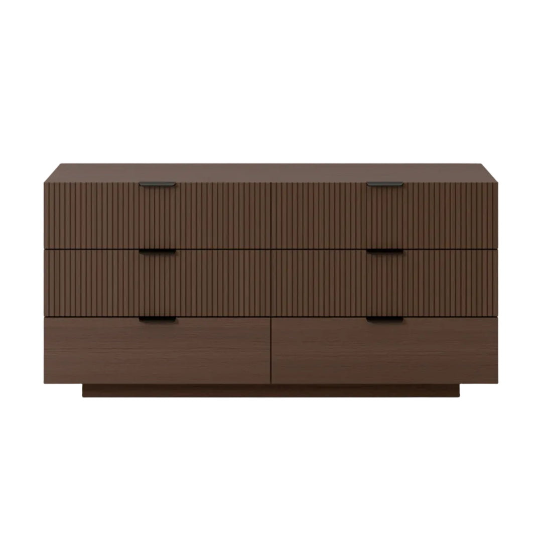 Commode WESTWING Sato 6 tiroirs en bois foncé — photo produit