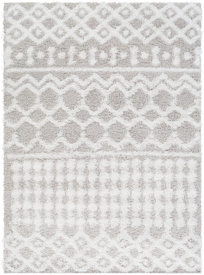 Tapis Shaggy Bohème Blanc/Gris Dubai