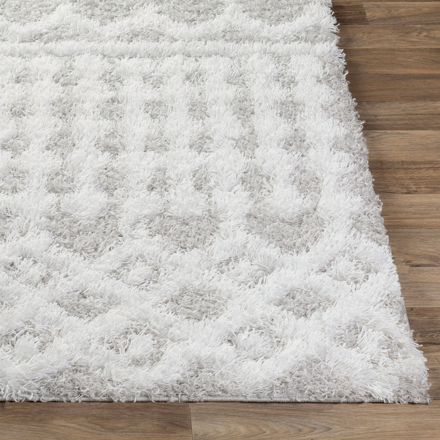 Tapis Shaggy Bohème Blanc/Gris Dubai