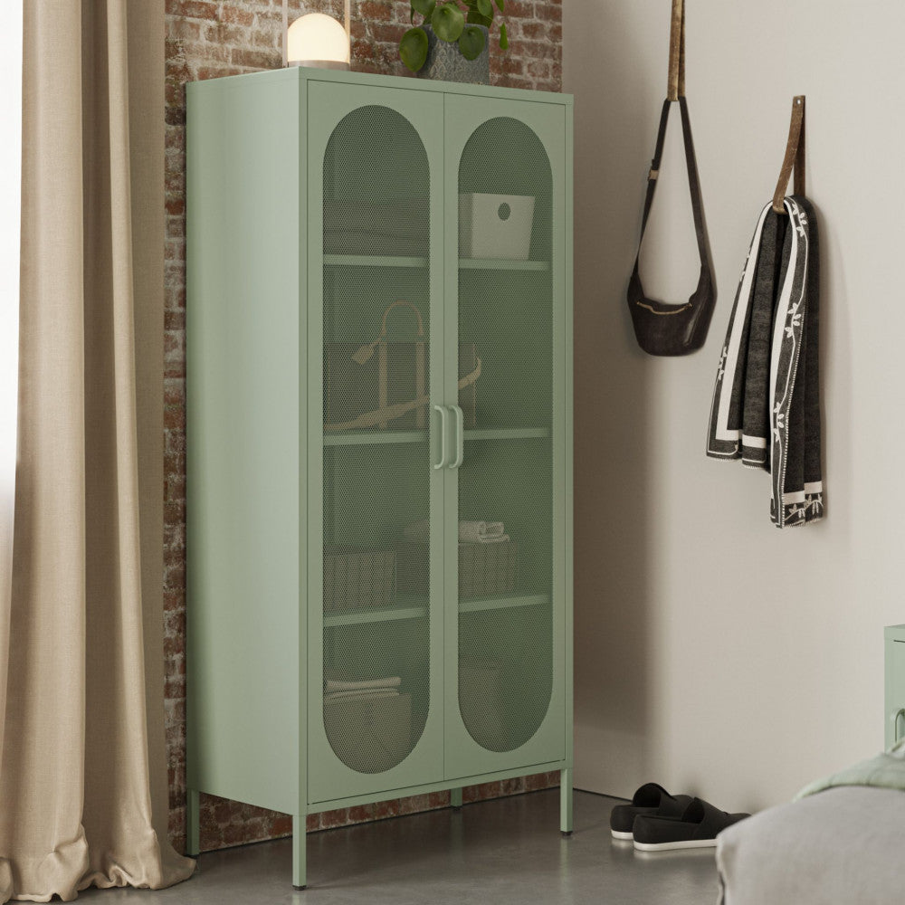 Vaisselier DRAWER Zio 2 portes en métal H170cm Vert Menthe