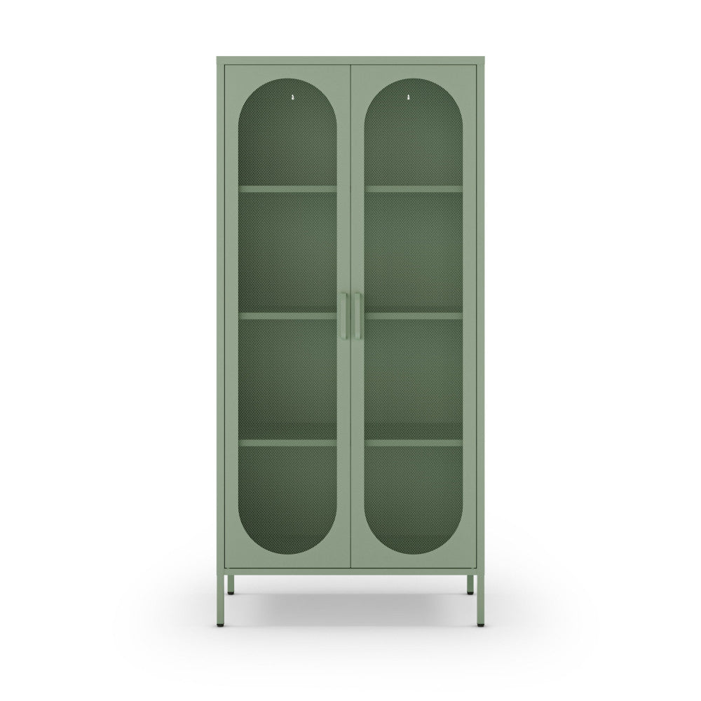 Vaisselier DRAWER Zio 2 portes en métal H170cm Vert Menthe