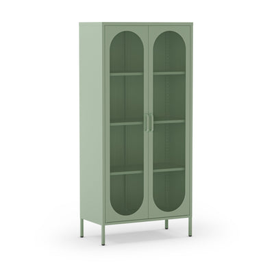 Vaisselier DRAWER Zio 2 portes en métal H170cm Vert Menthe