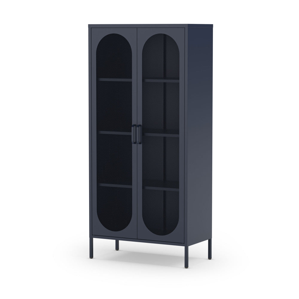 Vaisselier DRAWER Zio Bleu 2 portes en métal H170cm