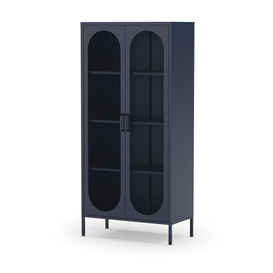 Vaisselier DRAWER Zio Bleu 2 portes en métal H170cm