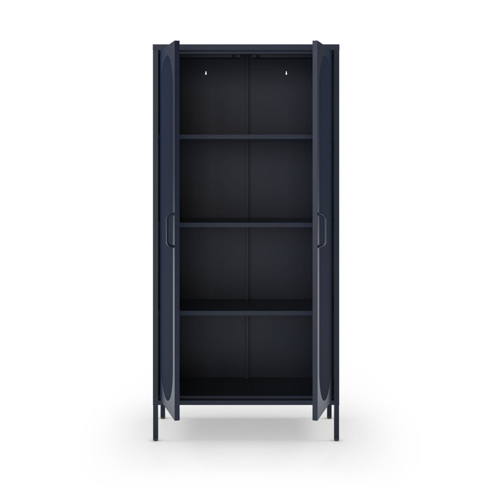 Vaisselier DRAWER Zio Bleu 2 portes en métal H170cm