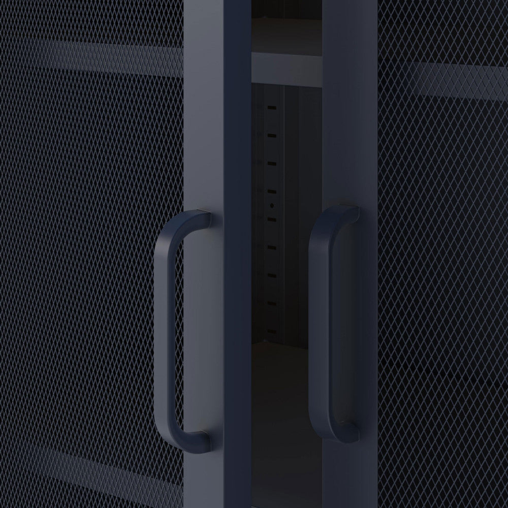 Vaisselier DRAWER Zio Bleu 2 portes en métal H170cm