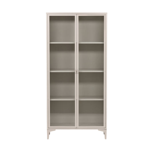 Vaisselier DRAWER Piring 2 portes en verre et métal H190cm Couleur Beige