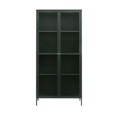 Vaisselier DRAWER 2 portes en verre strié et Metal BJORN 190cm