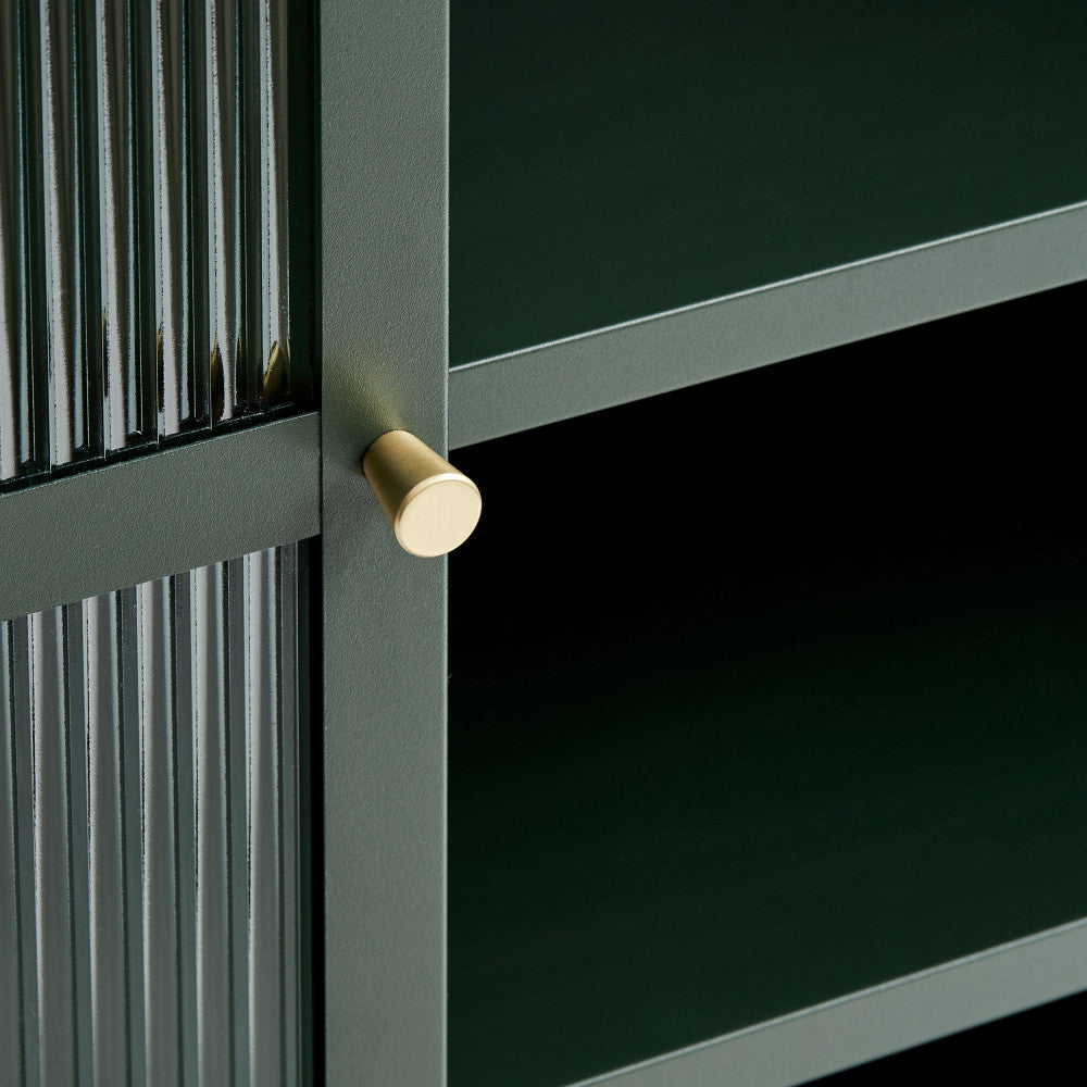 Vaisselier DRAWER 2 portes en verre strié et Metal BJORN 190cm