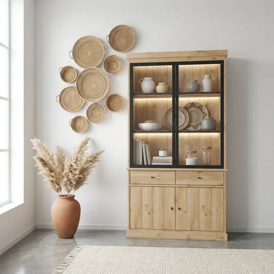Vaisselier SUBLIMERA Valeria contemporain 124 cm chêne clair