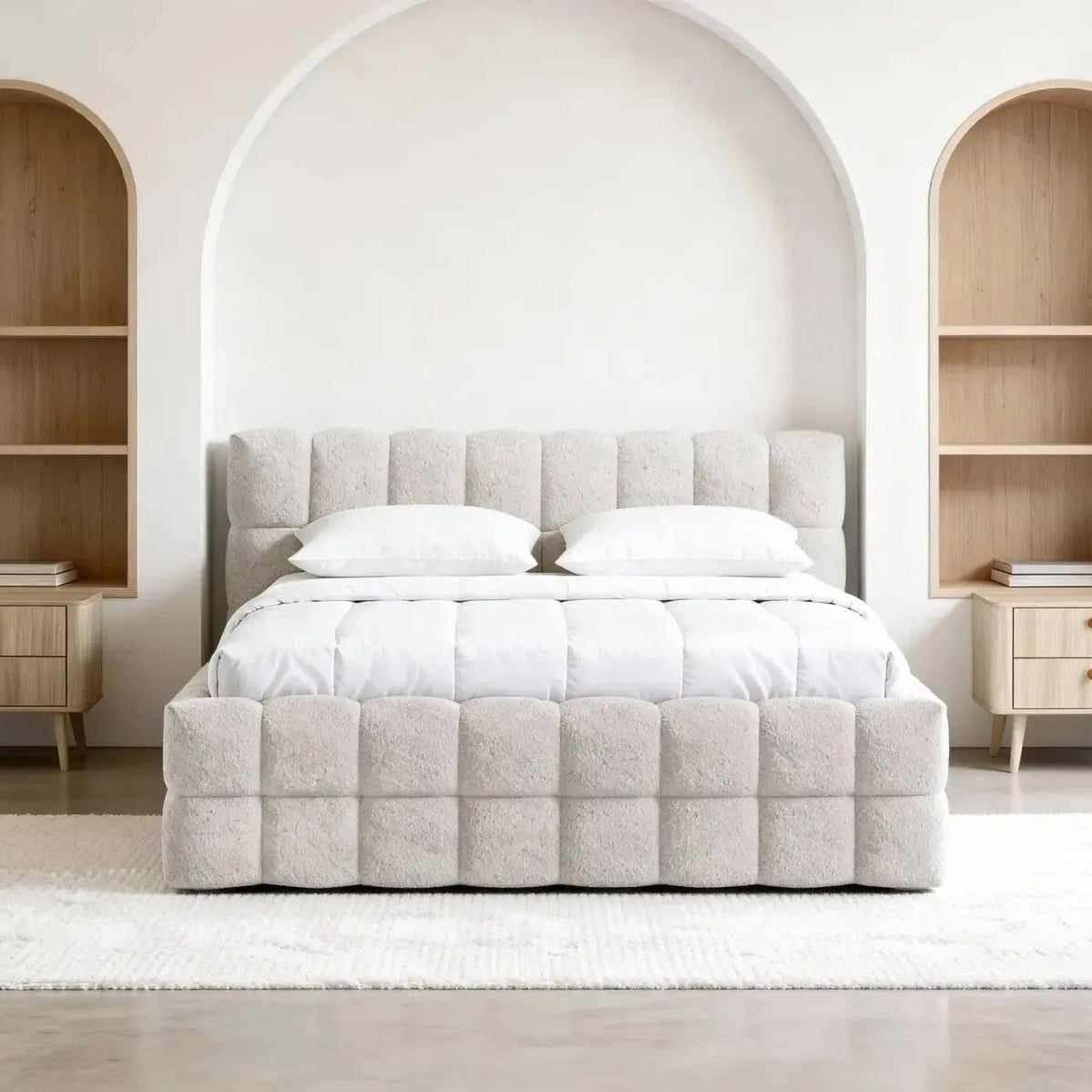 Lit coffre CASANOVA PARIS Voltaire bouclette beige 180x200 — photo produit