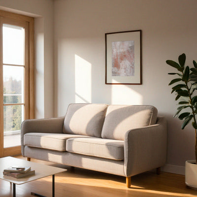 Canapé convertible DRAWER Vornay express 3 places en velours Naturel Chiné