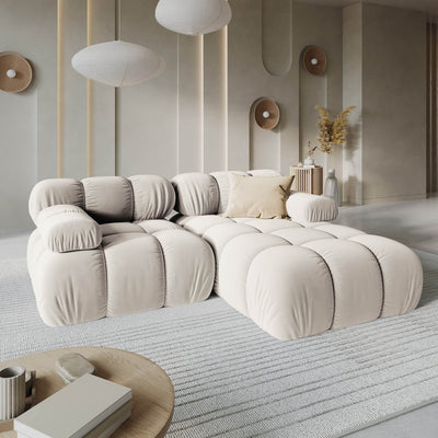 Canapé d’angle MICADONI modulable en velours – BELLIS