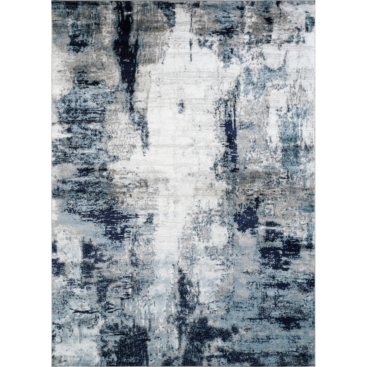 Tapis SURYA Helsinki abstrait moderne, motif coups de pinceau, bleu, blanc et gris, vue 15