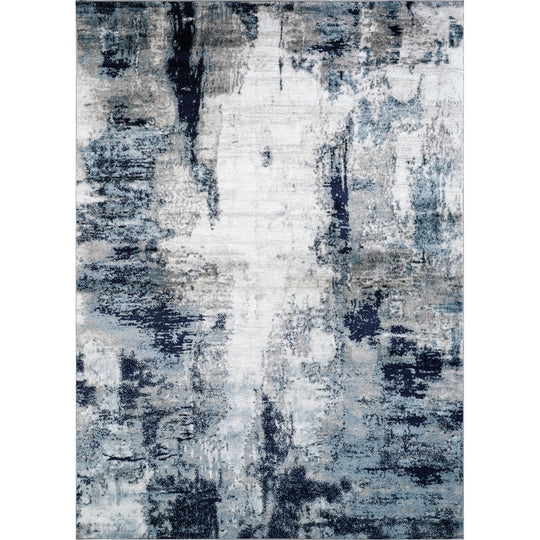 Tapis Abstrait Moderne Bleu/Blanc/Gris Helsinki