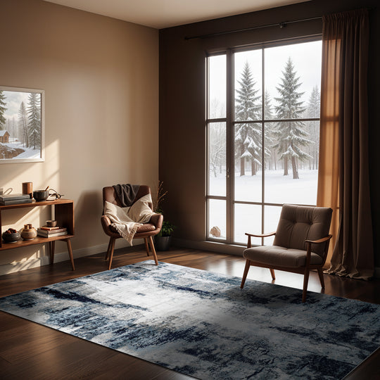Tapis Abstrait Moderne Bleu/Blanc/Gris Helsinki