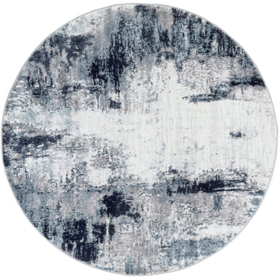 Tapis Rond Abstrait Moderne Bleu/Blanc/Gris Rond Helsinki
