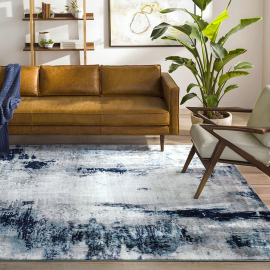Tapis Abstrait Moderne Bleu/Blanc/Gris Helsinki