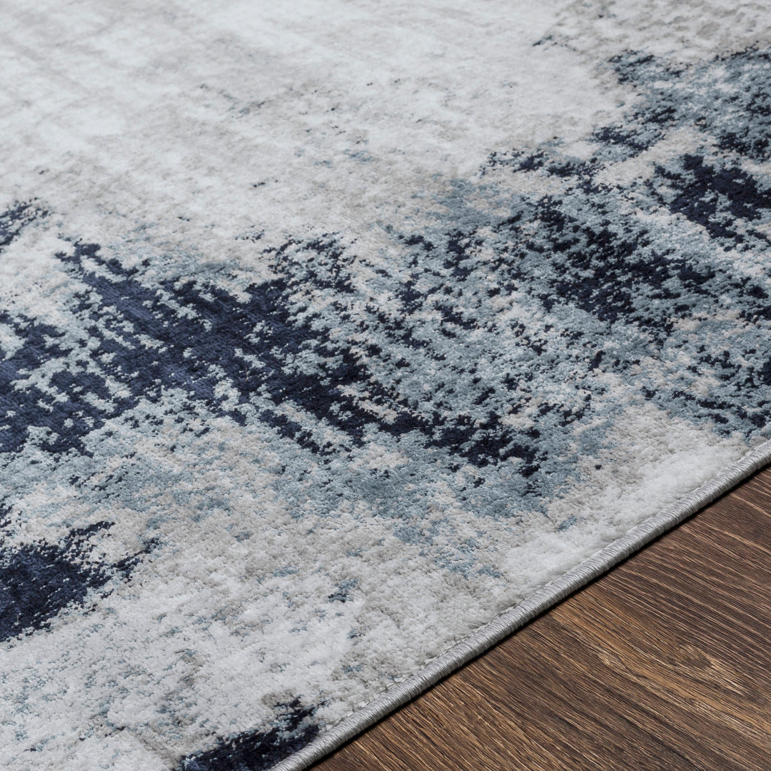 Tapis Abstrait Moderne Bleu/Blanc/Gris Helsinki