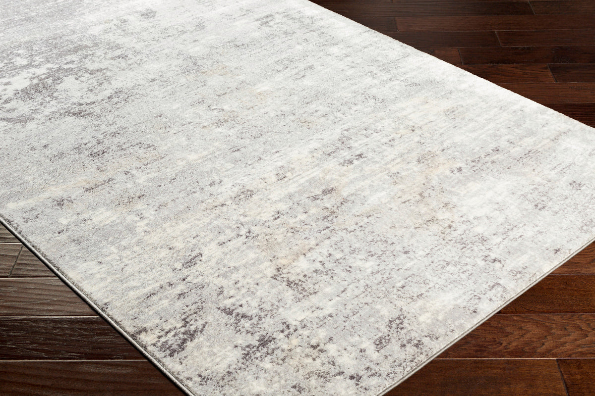 Tapis de couloir SURYA Bangkok abstrait moderne, motif patiné, gris, blanc et anthracite, vue 8