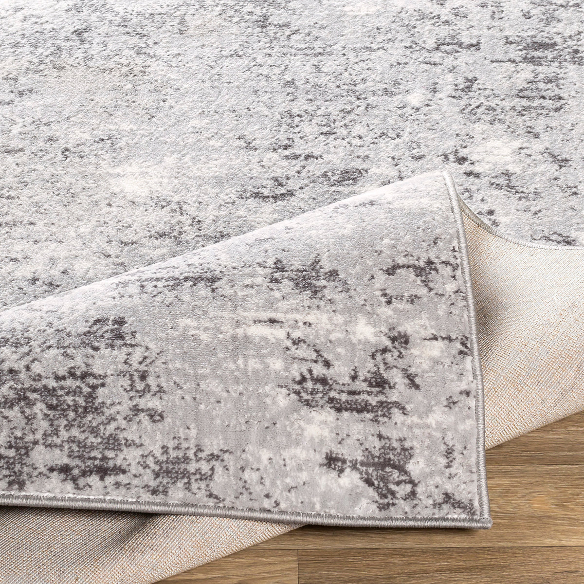 Tapis Rond Abstrait Moderne Gris/Blanc Rond Bangkok