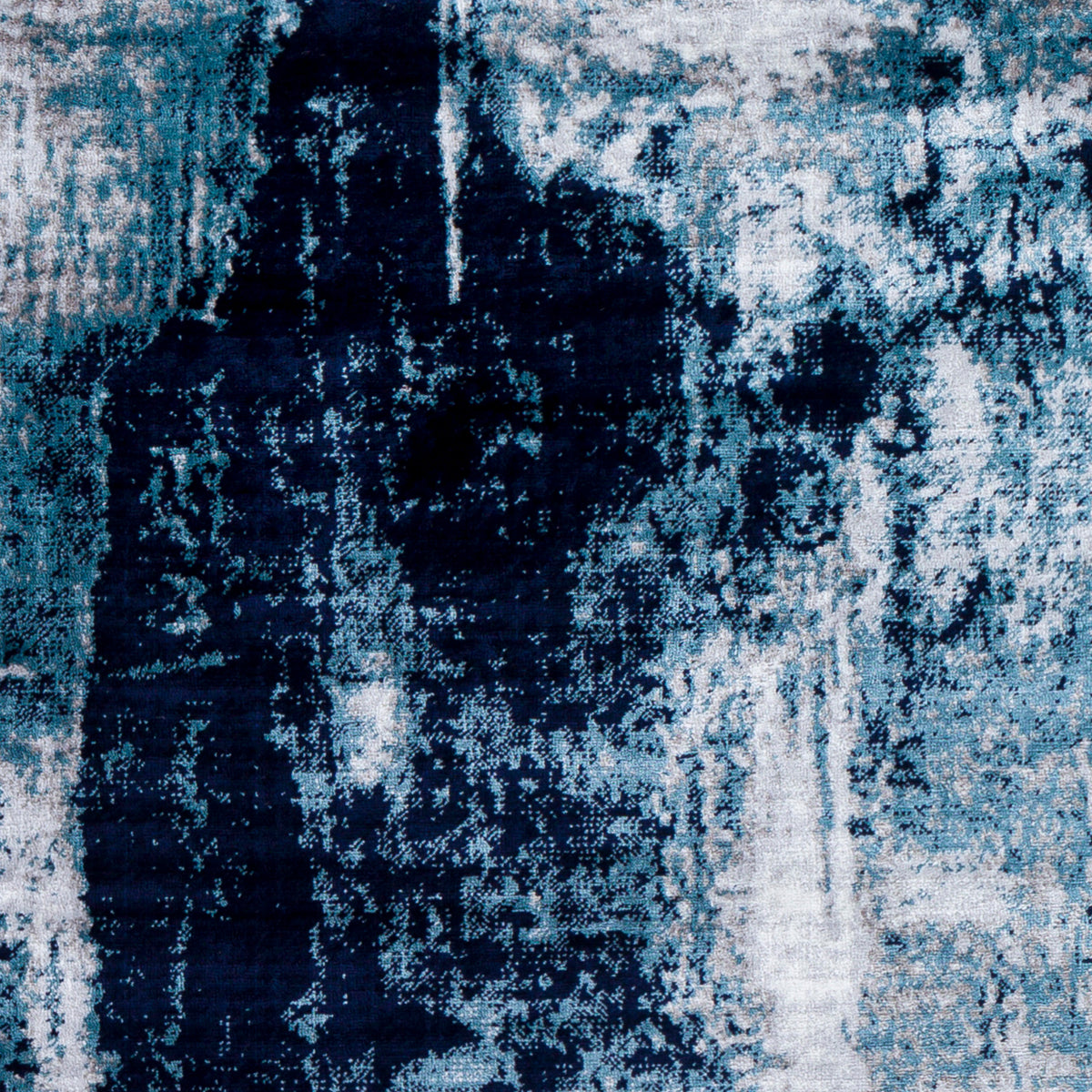 Tapis SURYA Helsinki moderne, motif abstrait façon peinture bleu encre, bleu ciel, gris et blanc, vue 7