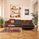Canapé d'angle droit convertible BEST MOBILIER Zaria 5 places avec coffre et têtières en simili marron