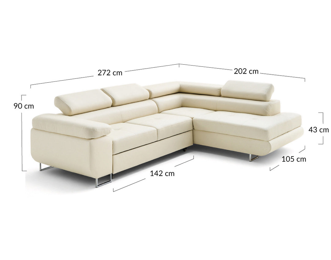 Canapé d'angle droit convertible BEST MOBILIER Zaria 5 places avec coffre et têtières en simili marron