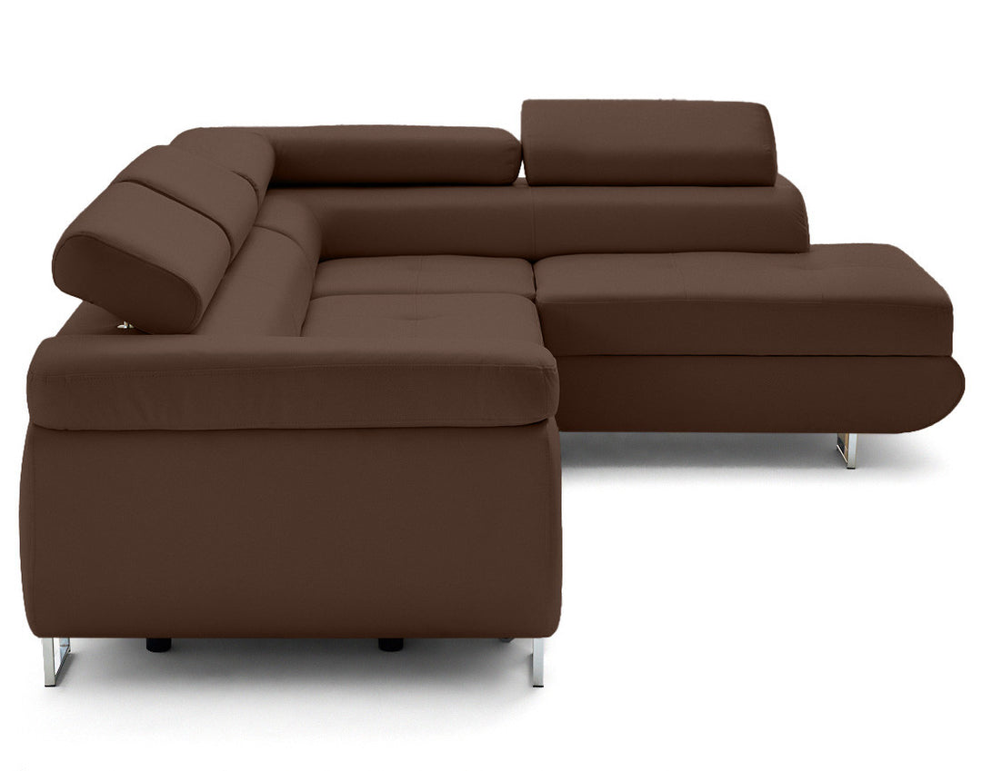 Canapé d'angle droit convertible BEST MOBILIER Zaria 5 places avec coffre et têtières en simili marron