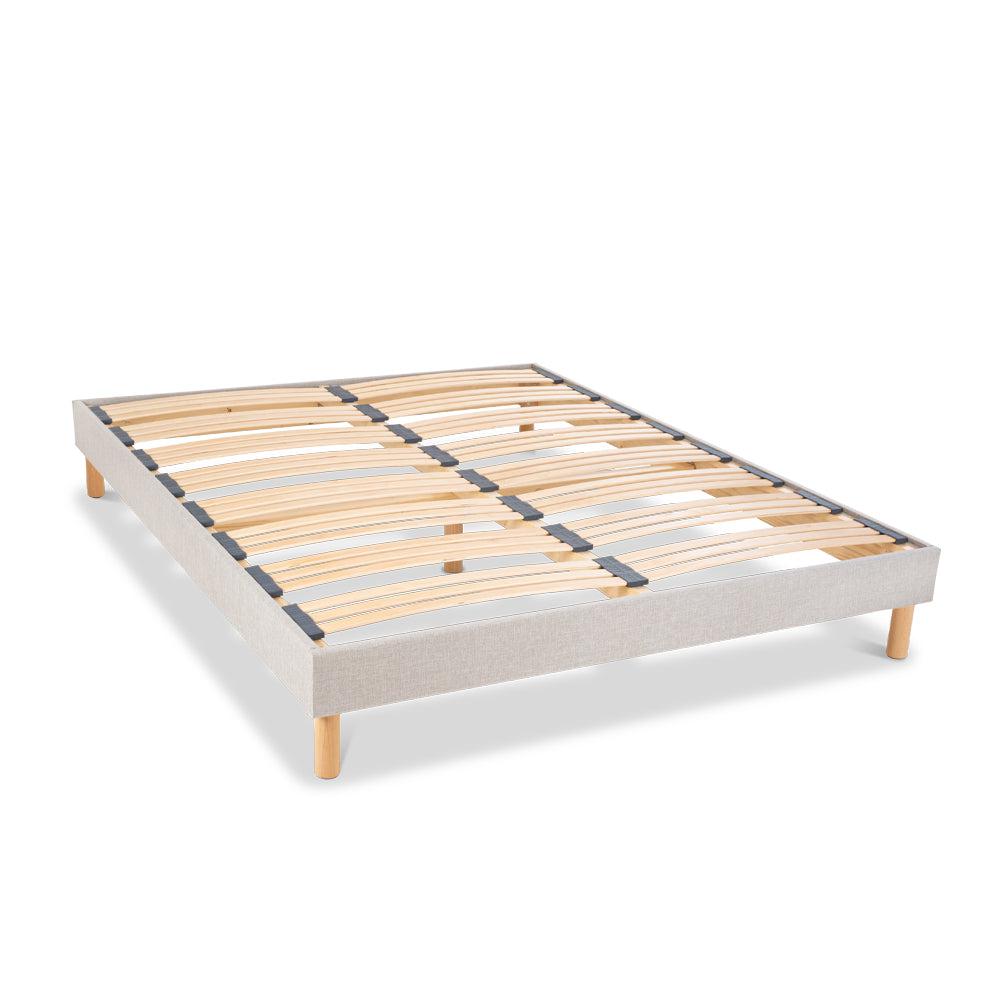 Sommier en bois tapissier gris avec lattes flexibles